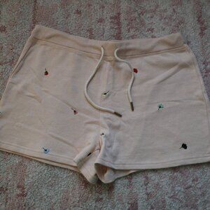 Cream Shorts with Colorful Embroidery